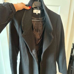 Reiss Black Women's Wool Fitted Peacoat